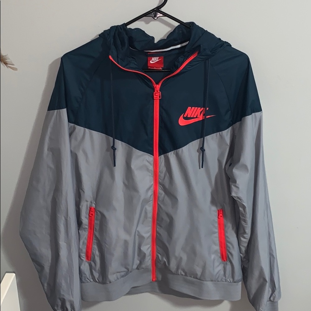 Nike Windbreaker Navy Blue and Gray Jacket